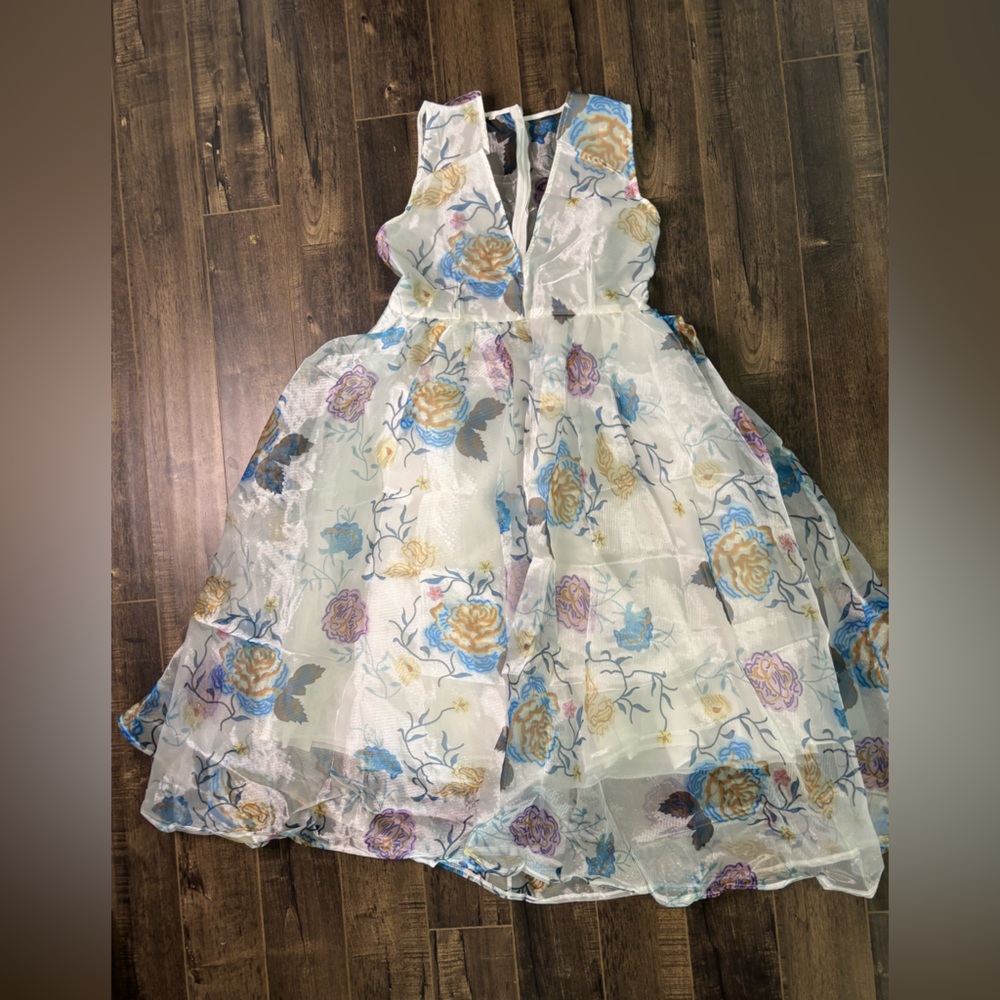 Source Unknown Sheer Floral Wedding Dress
